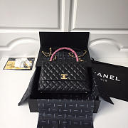 Chanel Coco Flap bag with top handle Black&White&Wine - 4