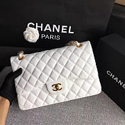 CHANEL white Size 30cm Lambskin Leather Flap Bag With Gold Hardware - 5