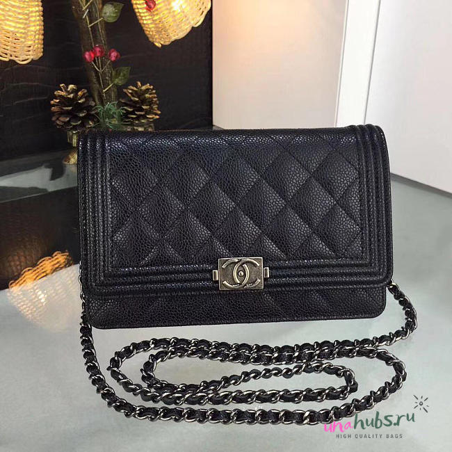 Chanel boy woc black caviar leather in gold & silver hardware - 1