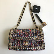 Chanel Flap Classic Tweed Handbag With Gold Hardware - 5