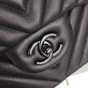 Chanel Lambskin Chevron Quilted 30cm Flap Black Bag  - 2