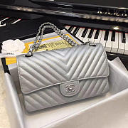 Chanel Chevron Quilted silver calfskin leather  - 1