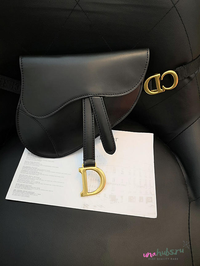 DIOR SADDLE CALFSKIN BELT BAG IN BLACK - 1