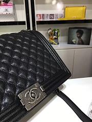 Chanel 30cm large boy bag black caviar leather with silver&gold hardware - 2