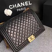 Chanel 30cm large boy bag black lambskin leather with silver&gold hardware - 1