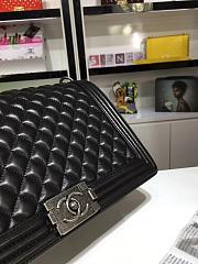 Chanel 30cm large boy bag black lambskin leather with silver&gold hardware - 3