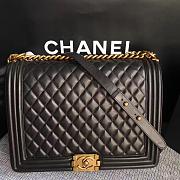 Chanel 30cm large boy bag black lambskin leather with silver&gold hardware - 5