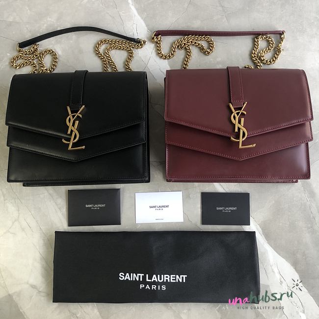 YSL SULPICE MEDIUM IN SMOOTH LEATHER Black&Red - 1