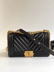 Chanel Le Boy 25cm Chevron Falp Caviar Black Leather - 1