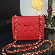 Chanel 17CM Mini Flap Red Bag Caviar Leather With Gold&Silver Hardware - 6