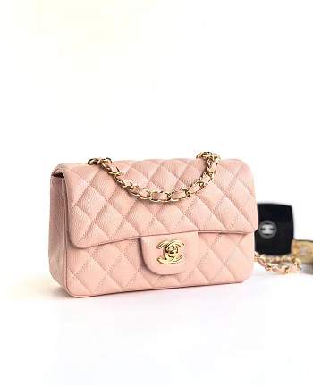 Chanel 20cm Classic Flap Bag Pink Caviar Leather sliver&gold hardware