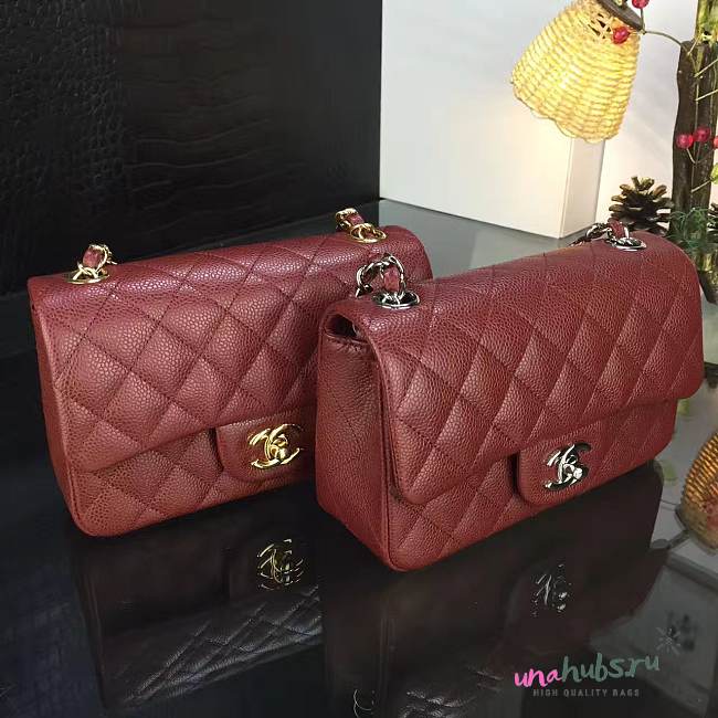 Chanel 20cm Classic Flap Bag Burgundy Caviar Leather sliver&gold hardware - 1