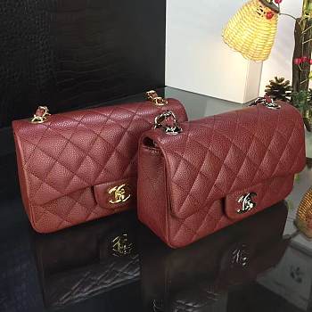 Chanel 20cm Classic Flap Bag Burgundy Caviar Leather sliver&gold hardware