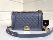 Chanel 25cm Caviar Grey leather Boy bag Gold Hardware - 3