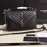 YSL MEDIUM COLLEGE BAG IN BLACK MATELASSÉ LEATHE SILVER HARDWARE - 1