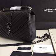 YSL MEDIUM COLLEGE BAG IN BLACK MATELASSÉ LEATHE SILVER HARDWARE - 3