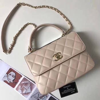 Chanel Trendy CC Flap Top Handle Beige Bag with Gold Hardware