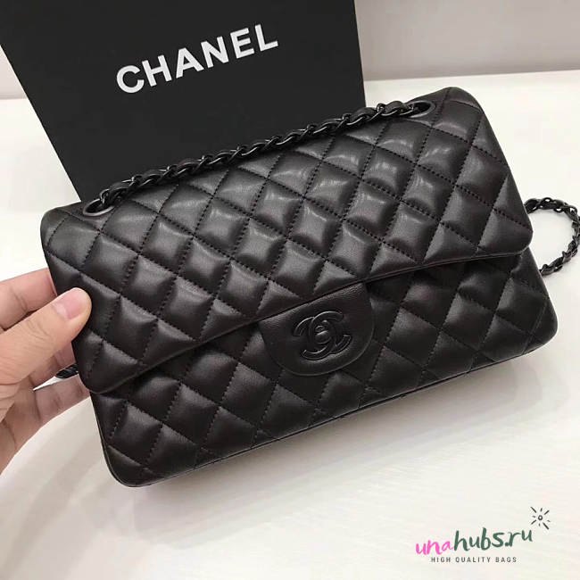 Chanel classic CF Lambskin Soft Leather Quilted Bag 25cm All Black  - 1