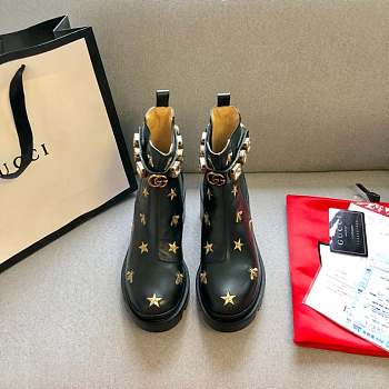 Gucci Embroidered leather ankle boot