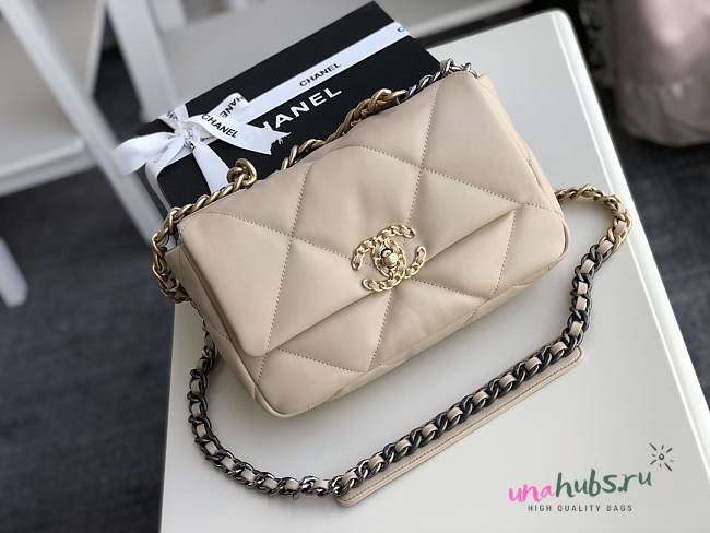 Chanel 19 Flap small Bag Beige  - 1