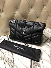 YSL LOULOU PUFFER LARGE BAG LAMBSKIN BLACK SILVER HARDWARE - 1