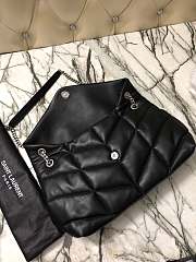 YSL LOULOU PUFFER LARGE BAG LAMBSKIN BLACK SILVER HARDWARE - 5