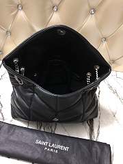 YSL LOULOU PUFFER LARGE BAG LAMBSKIN BLACK SILVER HARDWARE - 4