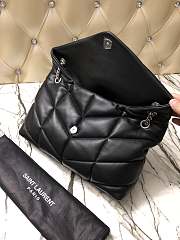 YSL LOULOU PUFFER LARGE BAG LAMBSKIN BLACK SILVER HARDWARE - 3