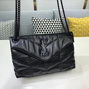 YSL LOULOU PUFFER MEDIUM BAG LAMBSKIN ALL BLACK - 1