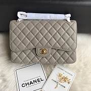 CHANEL 1112 Grey Large Size 30cm Caviar Leather Flap Bag  - 2