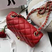 Chanel 17CM Mini Flap Red Bag Lambskin Leather With Gold&Silver Hardware - 6