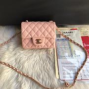 Chanel 17CM Mini Flap Pink Bag Caviar Leather With Gold&Silver Hardware - 3