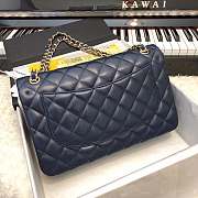 CHANEL 1112 Navy Blue Large Size 30cm Lambskin Leather Flap Bag With Gold Hardware - 5