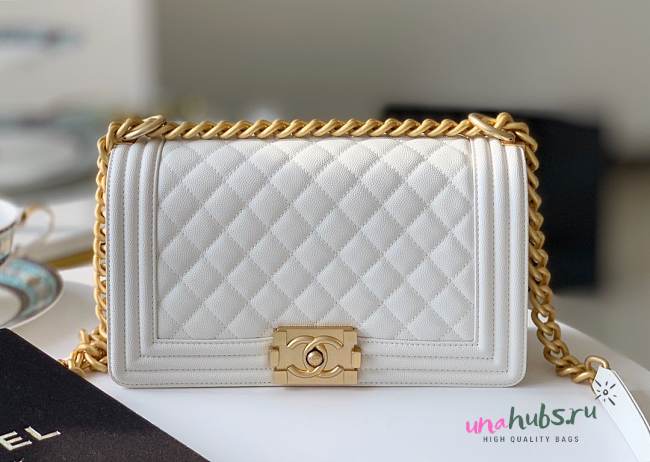 Chanel Medium Leboy Caviar Leather in White - 1