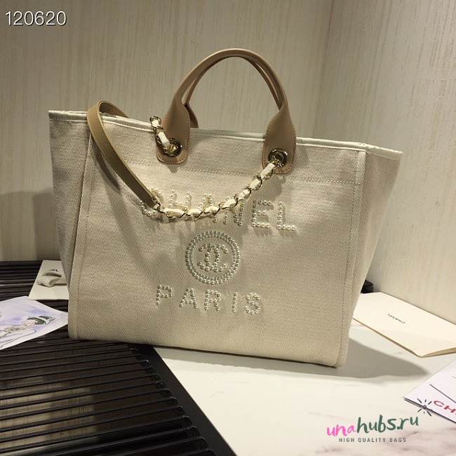 Chanel Deauville Tote Bag White - 1