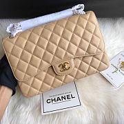 1112 Beige Large Size 30cm Caviar Leather Flap Bag - 2