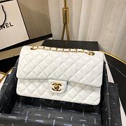 CHANEL 1112 White Medium Size 2.55 Lambskin Leather Flap Bag With Gold/Silver - 1