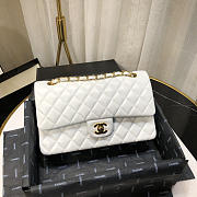 CHANEL 1112 White Medium Size 2.55 Lambskin Leather Flap Bag With Gold/Silver - 6