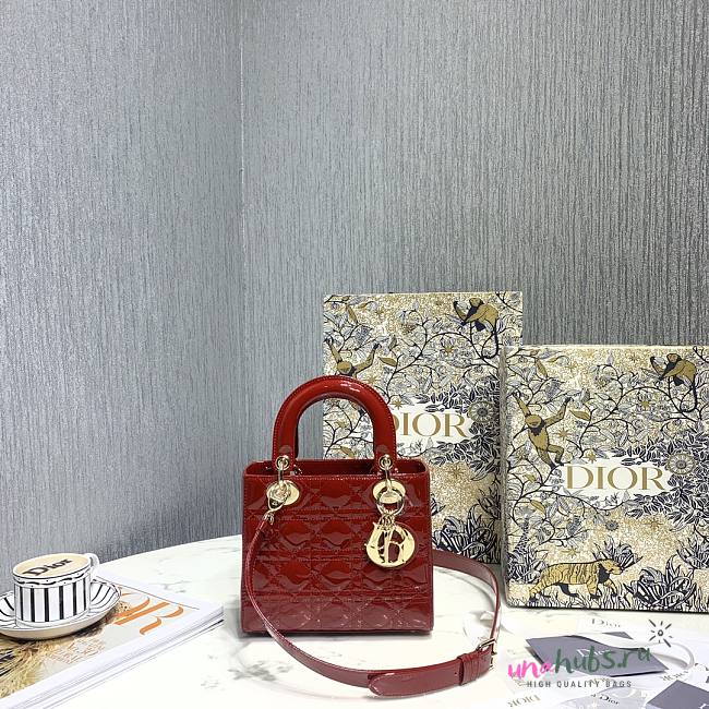 Lady Dior Patent Red leather 20cm  - 1