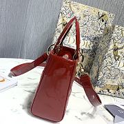 Lady Dior Patent Red leather 20cm  - 3