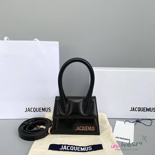 Jacquemus mini tote bag black leather 12cm - 1