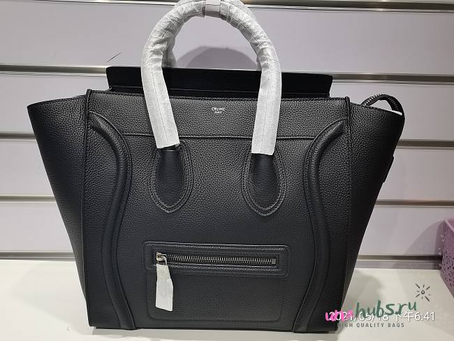 Mini Luggage Handbag In Drummed Calfskin Black 30cm | 189213 - 1