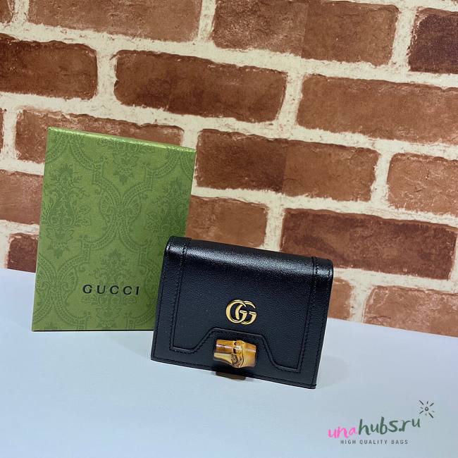 Gucci Diana card case wallet in black leather - 1