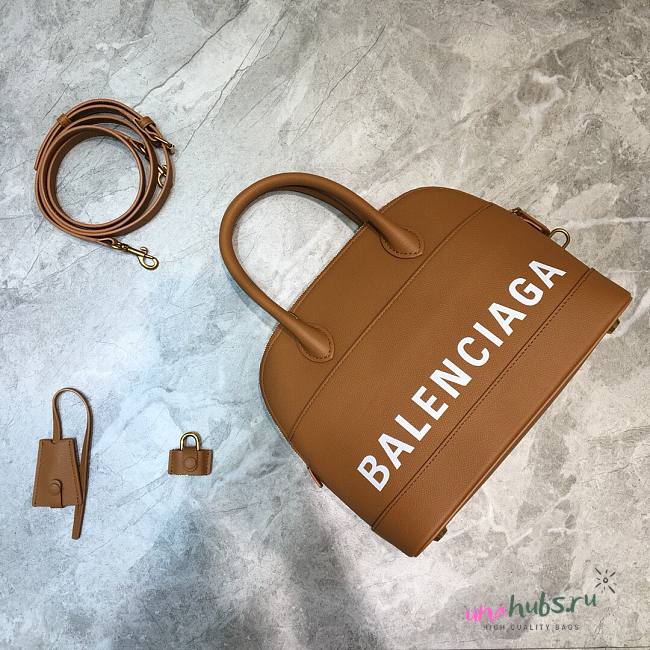 Balenciaga Ville Top Handle Bag Brown/White - 1