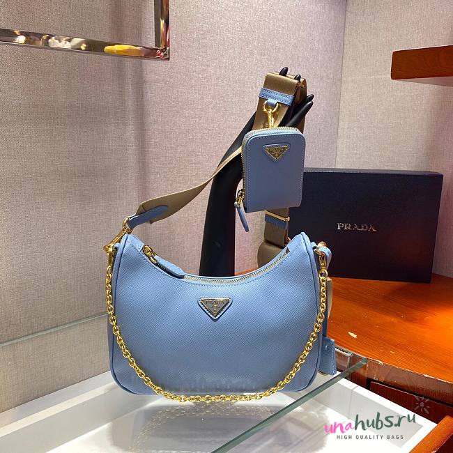 Prada Re-Edition 2005 Saffiano blue leather bag 1BH204 - 1