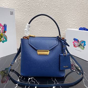 Prada Saffiano Top Handle Bag Blue 1BN012