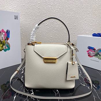 Prada Saffiano Top Handle Bag White 1BN012