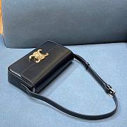 Celine Triomphe Shoulder Bag Shiny Calfskin Black - 2