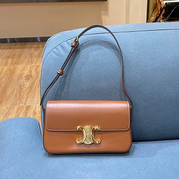 Celine Triomphe Shoulder Bag Shiny Calfskin Brown