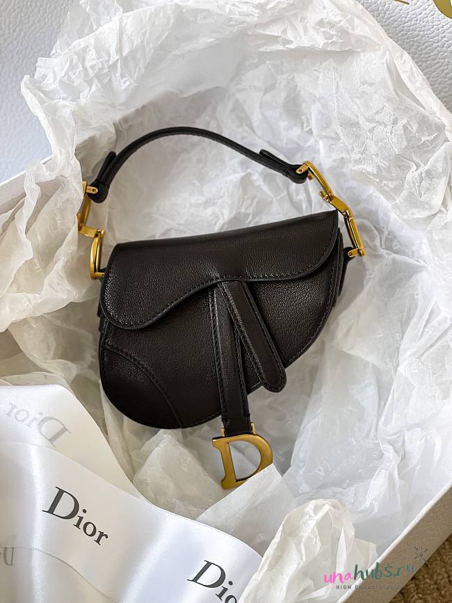 Dior Micro Saddle Mini Grained Leather in Black - 1